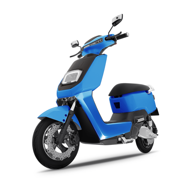 moto eléctrica modelo NX1 en color azul, del fabricante NEXT electric motors.